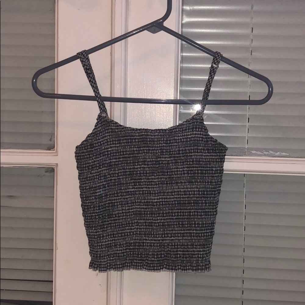 John Galt plaid scalloped top